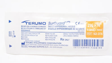Terumo SG3-2516 SurGuard 3 Safety Hypodermic Ndle 25G x 5/8inch